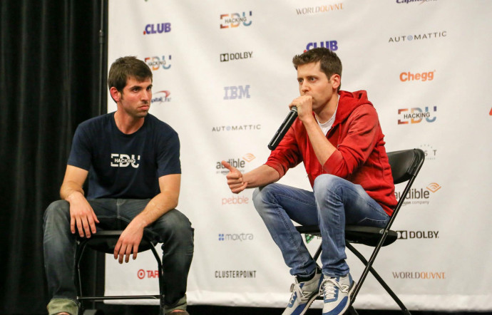 Alex Cory, co-fondateur de HackingEDU en compagnie de Sam Altman, président de Y Combinator.