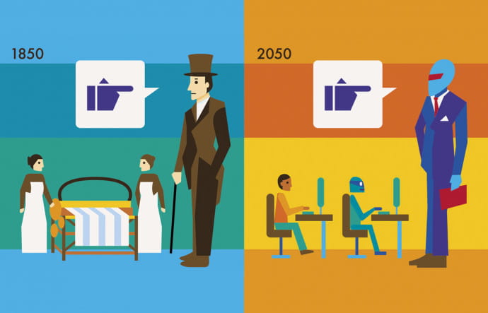 Contraction des mots « coopération » et « robotique », cobot désigne cette nouvelle génération d’humanoïdes collaboratifs et semi‐autonomes qui s’installent peu à peu dans les entreprises du tertiaire. Officiellement, pour valoriser le travail des humains. Vraiment ?