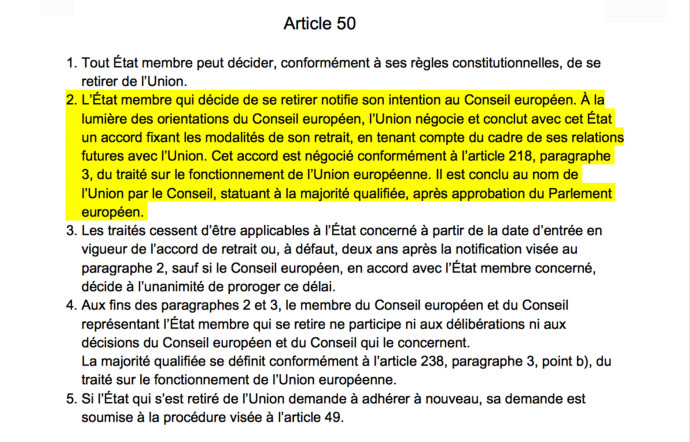 L’article 50 du traité sur l’Union européenne