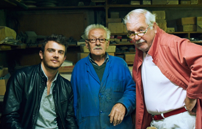 Mathieu Lesca, avec son grand-oncle Aimé et son père, Joël, de la maison Lesca Lunetier.