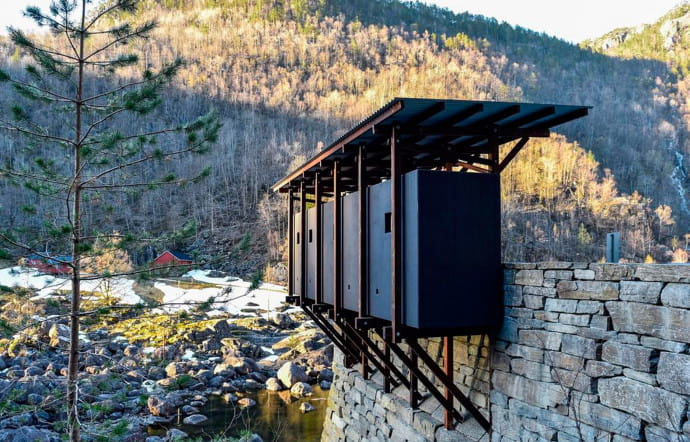 Café-musée, sur la route touristique du Ryfylke, en Norvège, conçu par Peter Zumthor.