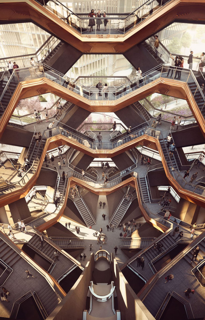 Un enchevêtrement d’escaliers inspiré par les terminaux d’aéroports, selon l’architecte.
