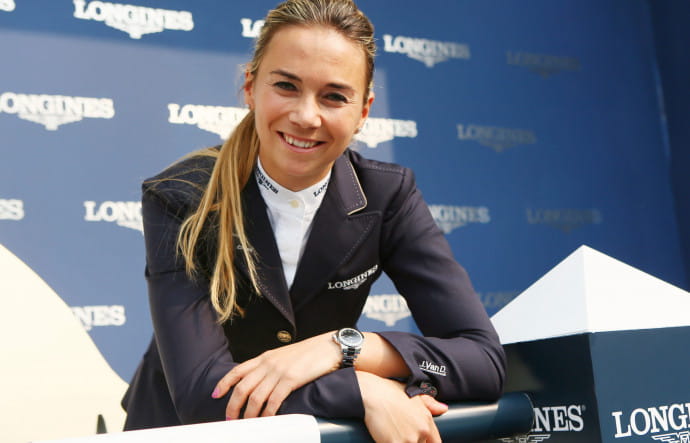 Jane Richard, championne d’équitation et membre de l’équipe de sauts d’obstacles suisse.