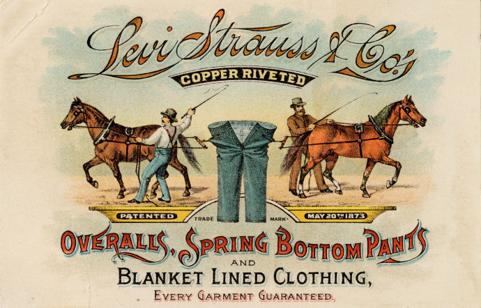 Le jeune Levi Strauss créa en 1873 les fameux pantalons en jean qui séduiront les cow-boys de toutes les générations.