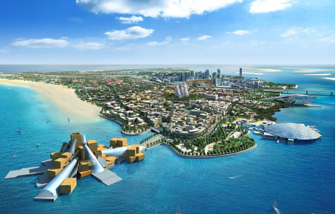 Le Saadiyat Cultural District, avec des constructions signées Zaha Hadid, Jean Nouvel et Frank Gehry entre autres.