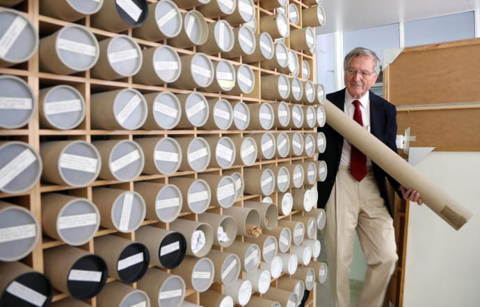 Rafael Moneo dans son studio à Madrid, 2017.