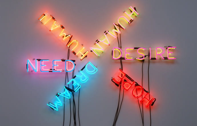 Art contemporain : l’exposition Moma à Paris à la Fondation Louis Vuitton. En photo : Human/need/desire, Bruce nauman,1983.