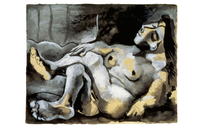 Mujer desnuda recostada (desnudo con la piernas cruzadas), Pablo Picasso, 1965.