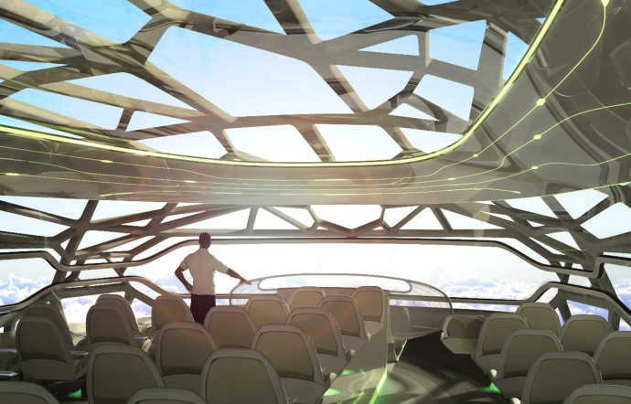 Vue panoramique à bord du futur Airbus du futur.