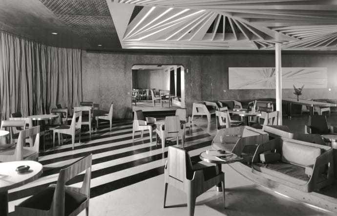 La « Peacock Room » du SS Canberra, dessinée par John Wright, 1961.