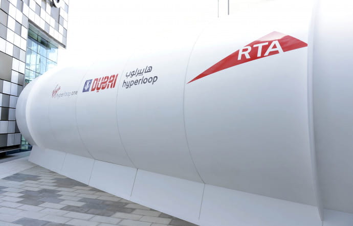 Le prototype de rame Hyperloop, dévoilé à Dubaï.