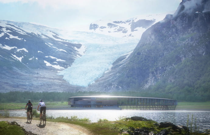 Svart devant le « glacier bleu » Svartisen.