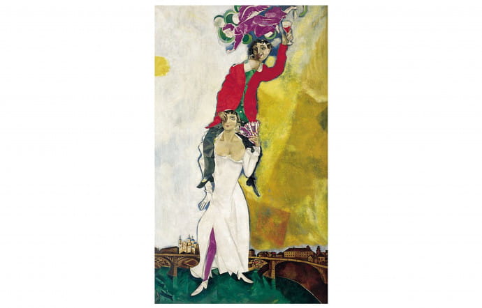 Double portrait au verre de vin (détail), Marc Chagall, 1917-1918.