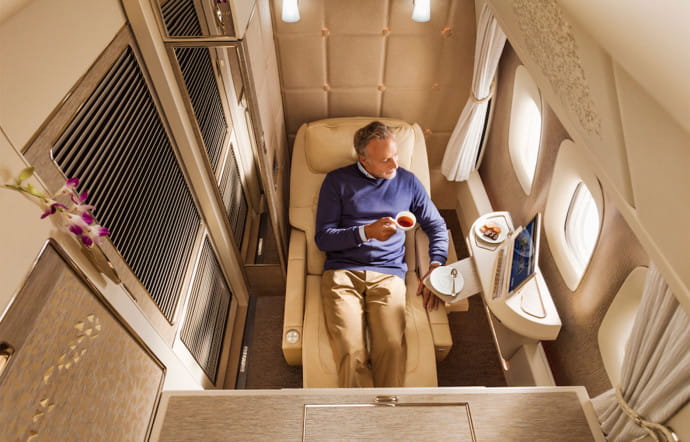First class Emirates.