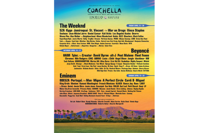 Coachella Valley Music & Arts Festival, du 13 au 15 avril et du 20 au 22 avril 2018, www.coachella.com.