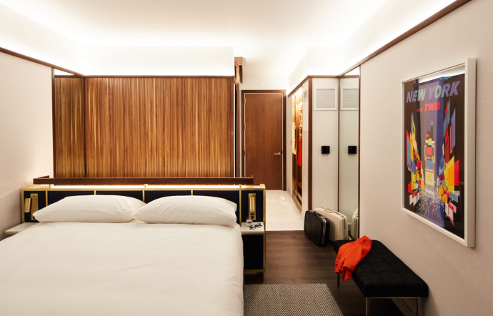 Modèle d’une chambre que l’on retrouvera dans le TWA Hotel, dont l’ouverture est prévue au printemps 2019.