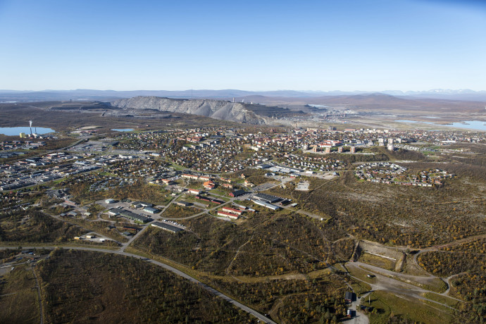 Vue aérienne du centre-ville de Kiruna, en Suède.