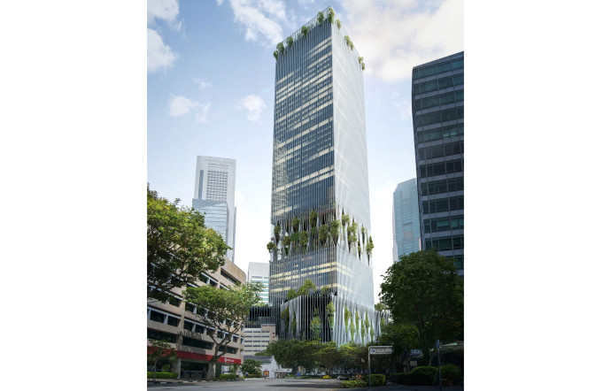 Tour de bureaux de 280 m de Carlo Ratti (CRA) et Bjarke Ingels (BIG) à Singapour.