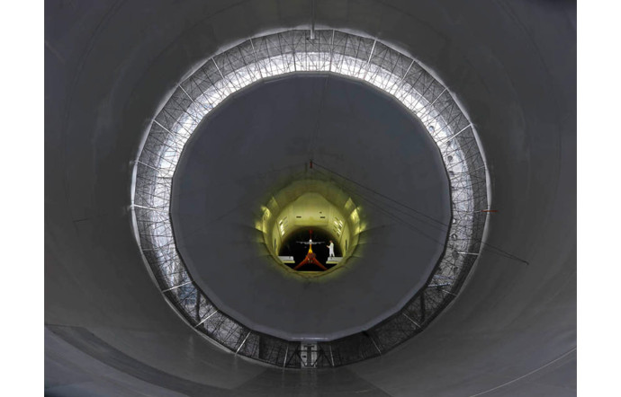 A l’intérieur de la soufflerie 1 de Modane, dont les ventilateurs sont capables de propulser 10 tonnes d’air par seconde.