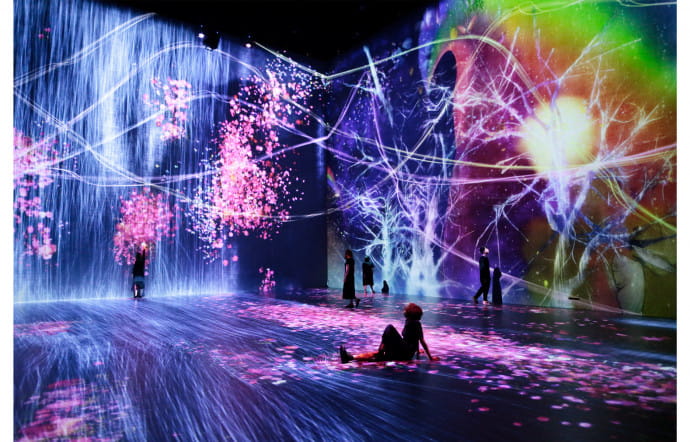 Exhibition View, teamLab : Au-delà des limites , 2018, Grande halle de La Villette, Paris.