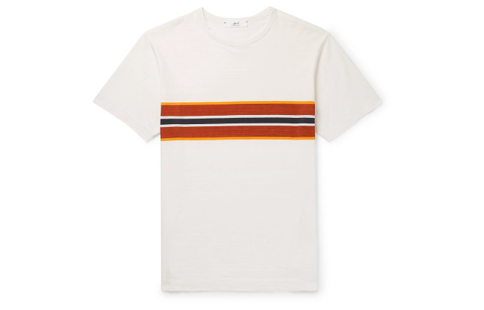La collection Mr P. du mois de juillet. Striped Garment-Dyed Cotton-Jersey T-Shirt, 75 €.