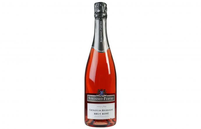 Simonnet Febvre crémant de Bourgogne brut rosé. Prix 11,20 €.