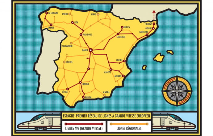 Le réseau AVE en Espagne.