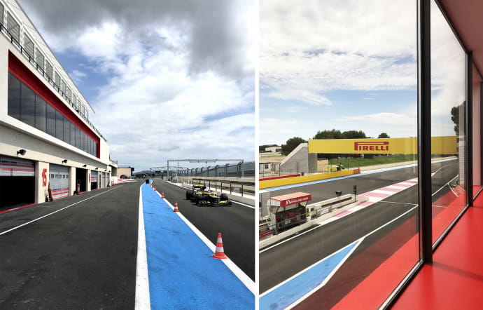 De la construction d’une tribune à la modification de trois virages, Architecture 54 est devenu le maître d’oeuvre exclusif du circuit Paul‑Ricard, et le seul cabinet, en France, spécialisé dans le créneau des courses automobiles.