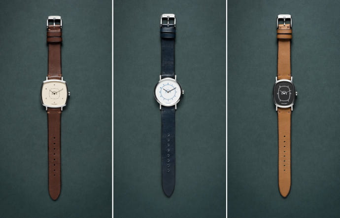 Les trois boîtiers de la marque. Bientôt disponible, la personnalisation et la fabrication de montres « à la carte ».
