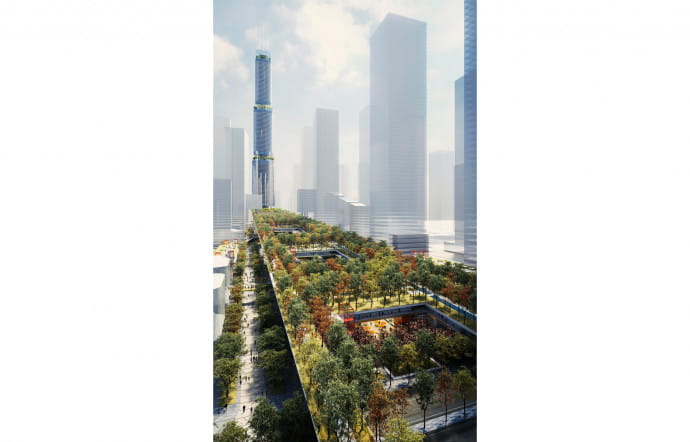 L’élément central du projet est un jardin suspendu de 1200 mètres de long.