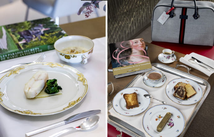 Le « tea time » du salon La Première à Roissy CDG, inspiré par le restaurant d’Alain Ducasse à Versailles. So French !