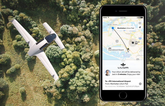 Les jets Lilium pourraient être commandés via une application, par tous les particuliers, pour le prix d’une course en taxi classique, à distance équivalente.