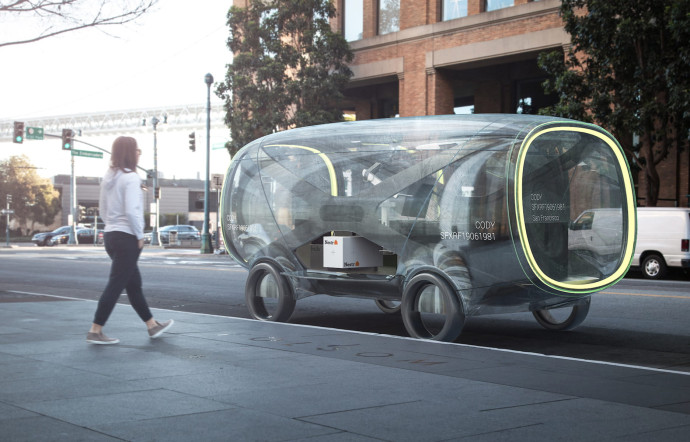 La livraison par des véhicules autonomes, telle qu’imaginée par IDEO.