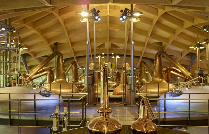 Structure en bois, toit végétalisé, grandes baies vitrées, chais repensés, la nouvelle distillerie The Macallan est un site à la hauteur de l’excellence de son whisky.