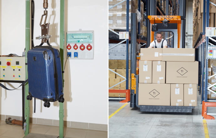 Avant d’être expédiées, les valises passent l’étape du contrôle qualité, très sévère. Chaque valise parcourt deux fois 19 km, puis est agitée 2 500 fois avec 20 kg de poids à l’intérieur. Ce qui la garantit pendant cinq ans. Le polypropylène SRPP , matériau des coques breveté par Tumi, allie grande robustesse et incroyable légèreté.