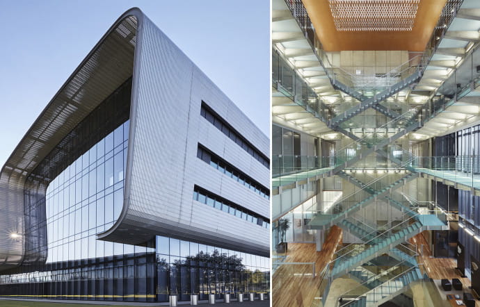 Le siège de Vacheron Constantin à Plan-les-Ouates, dans la périphérie genevoise, a été inauguré en 2004. Les 17 000 m2 d’acier, de bois et de verre abritent la quasi-totalité des métiers de la montre, soit une quarantaine de professions.