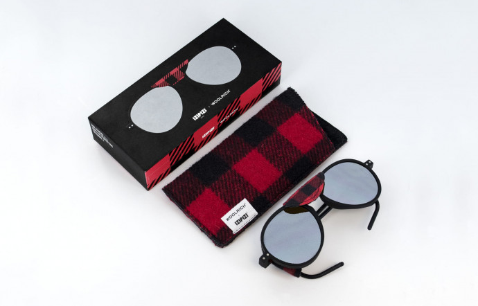 Lunettes de soleil Sun Glacier, Izipizi x Woolrich, 75 €.