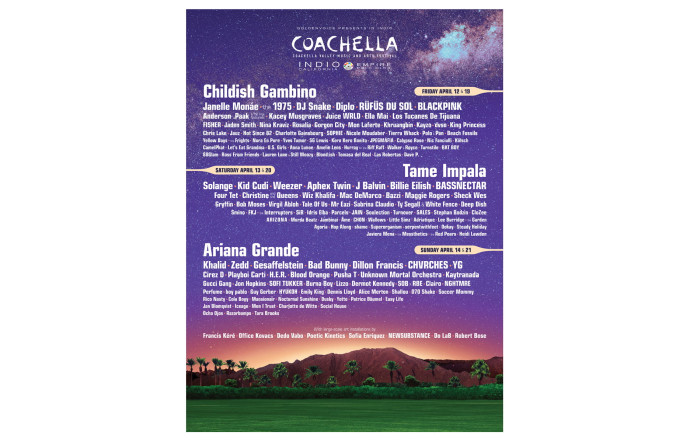 Coachella 2019, du 12 au 14 avril puis du 19 au 21 avril. www.coachella.com