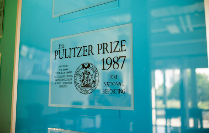 La liste complète des prix Pulitzer décernés aux journalistes du quotidien figure dans le hall d’entrée.
