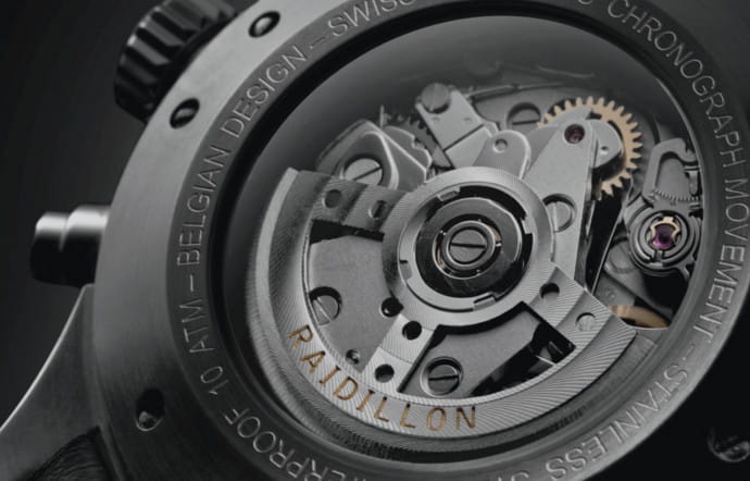 Le mécanisme Swiss made des montres Raidillon.