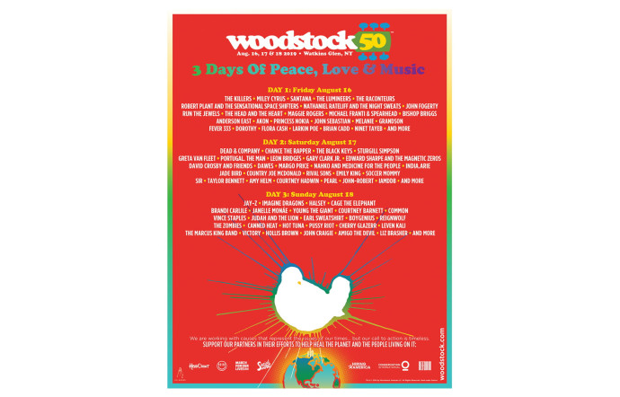 Woodstock 50, 16, 17 et 18 août, Watkins Glen, New York. www.woodstock.com