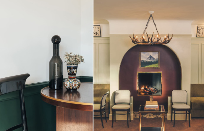 L’Experimental Chalet est un véritable petit bijou, pensé comme une maison de famille autrichienne des années 40, avec ses volumes minimalistes, ses lumières tamisées, ses velours pastel et ses verts francs.