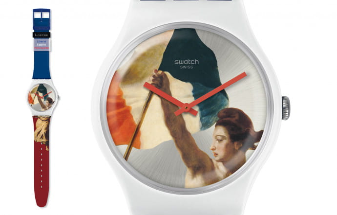 Montre Swatch habillée de La Liberté guidant le peuple par Delacroix en 1830.