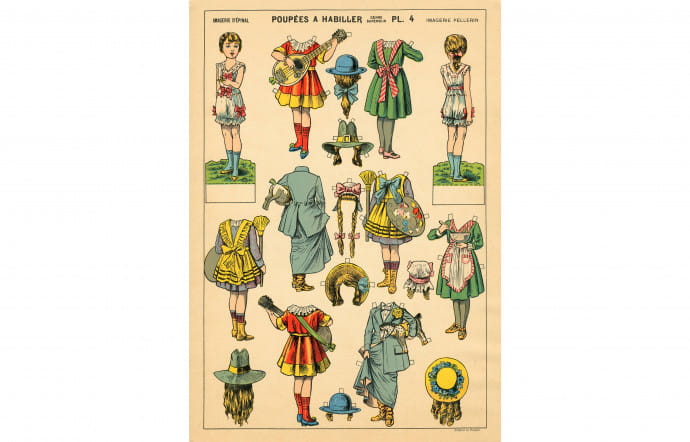 Poupées à habiller, planche 4, Imagerie Pellerin, Epinal, 1912.