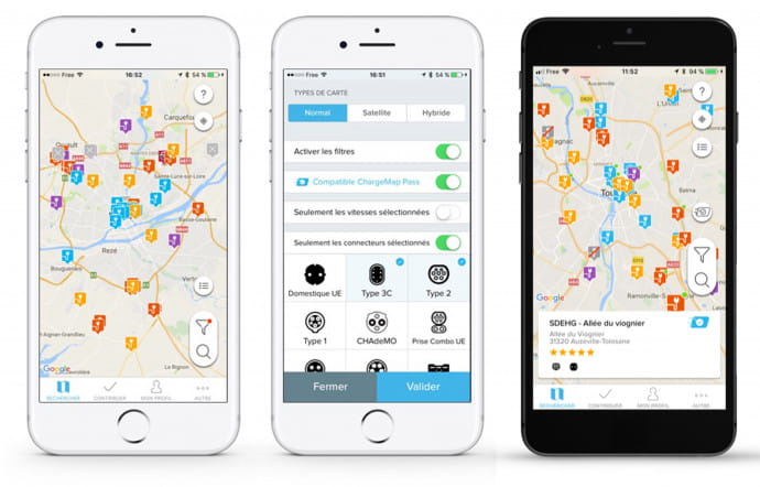 Pour piloter la recharge de la batterie ou trouver des stations de recharge sur son trajet, il suffit de posséder un smartphone et de télécharger l’application idoine.