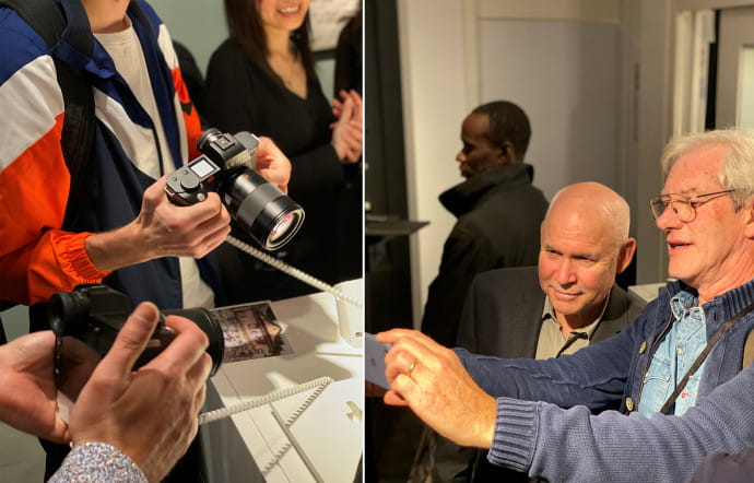 Au Leica Store, 105-109 rue du Faubourg Saint-Honoré (Paris 8e), Steve McCurry a joué le jeu des selfies lors de la présentation du SL2.