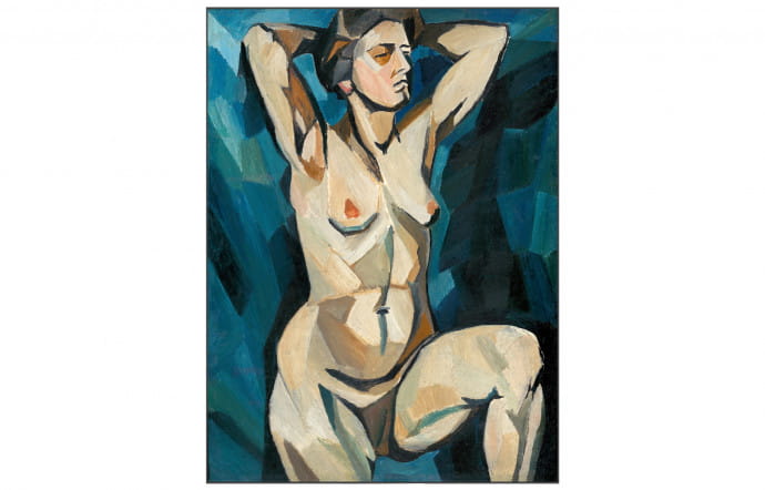 Modella (su sfondo blu), Natalia Goncharova , 1909-1910.