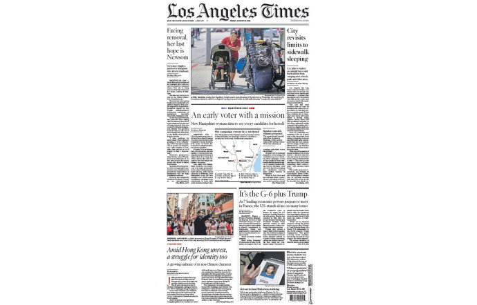 Couverture du Los Angeles Times.