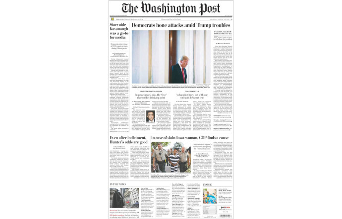 La couverture du Washington Post.