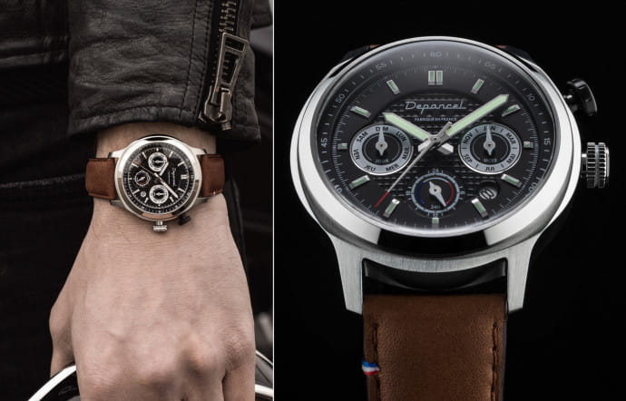 Depancel Auto 24H – Steel, 40 mm, Miyota calibre 9120, 585 €. www.depancel.com